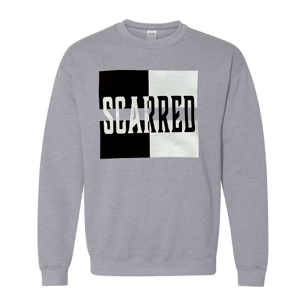 Black & White Scarred Split Crewneck Sweatshirt