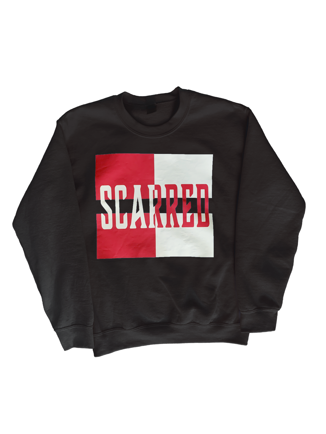 Red & White Scarred Split Sweatshirt